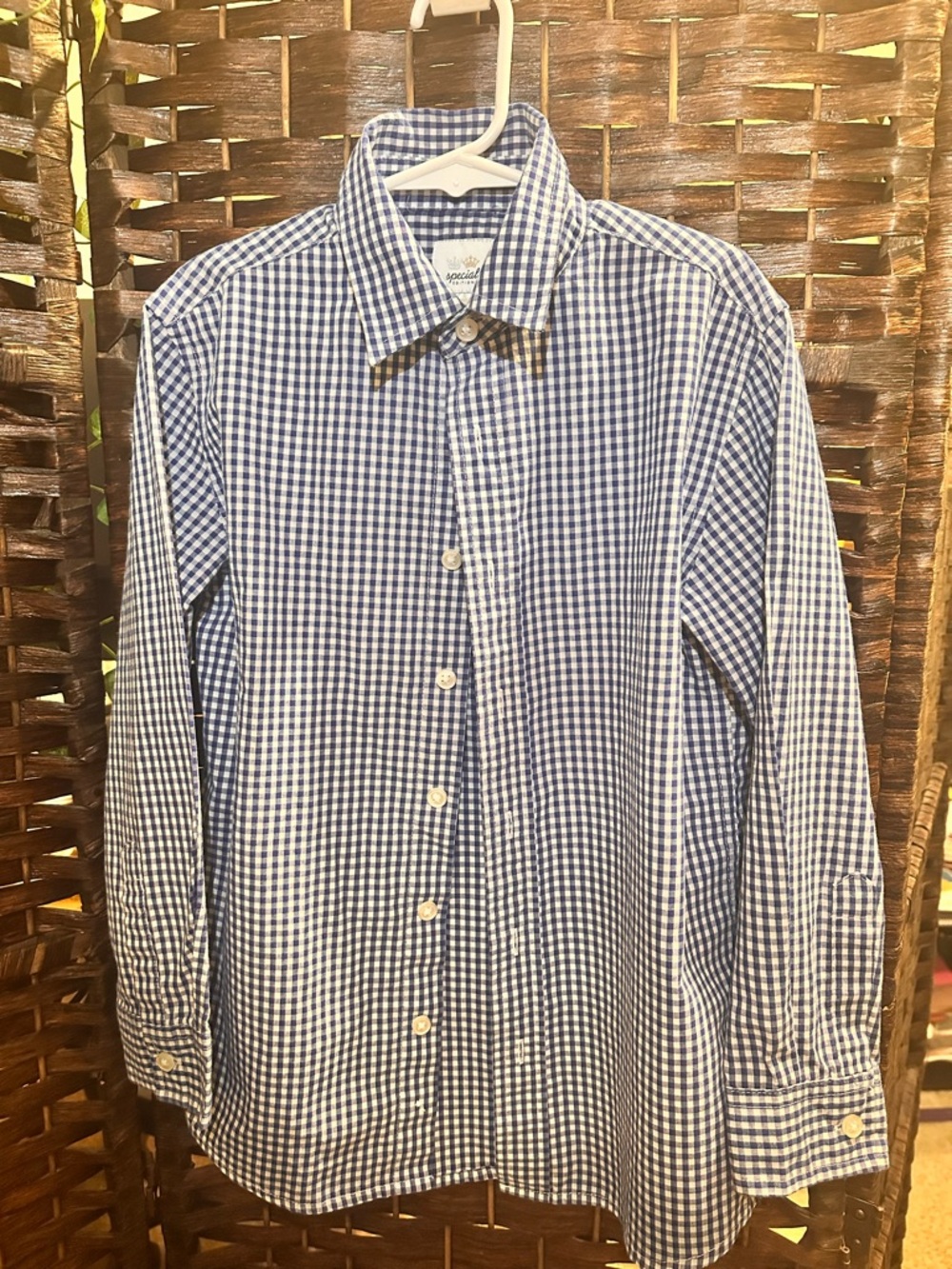 Boys Blue Gingham Button-Down Shirt